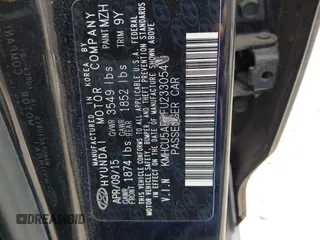 2015 Hyundai Accent Sport with VIN KMHCU5AE5FU233054, listed as a IAAI auction lot 41932298 with 70,278 mi miles. Bid and sale history available at carsss.com. Image 9.
