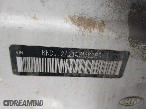 2010 Kia Soul + with VIN KNDJT2A21A7138288, listed as a IAAI auction lot 41922152 with 147,235 mi miles. Bid and sale history available at carsss.com. Image 9.