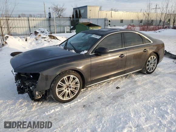 2016 Audi A8 with VIN WAUJRAFD5GN007742, listed as a Copart auction lot 44698375 with 110,830 mi miles and Salvage title. Bid and sale history available at DreamBid. Image 1.