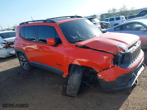 2015 Jeep Renegade Latitude with VIN ZACCJABT3FPC08724, listed as a IAAI auction lot 41965168 with 95,590 mi miles. Bid and sale history available at carsss.com. Image 1.