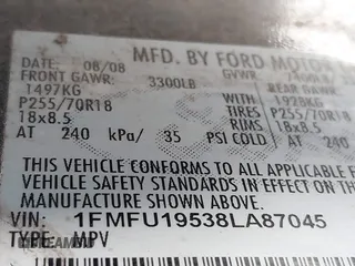 2008 Ford Expedition Limited с VIN 1FMFU19538LA87045, выставлен на аукционе IAAI как лот 41789089 с пробегом 235 314 миль миль и . История ставок и продаж доступна на DreamBid. Изображение 9.