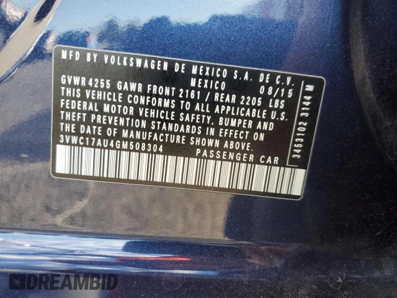2016 Volkswagen Golf SportWagen TSI S with VIN 3VWC17AU4GM508304, listed as a Copart auction lot 75127564 with 153,980 mi miles and Clean Title. Bid and sale history available at carsss.com. Image 12.