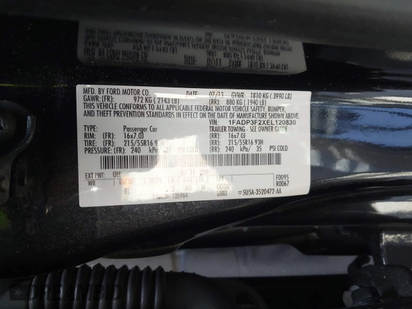 2014 Ford Focus SE with VIN 1FADP3F2XEL120830, listed as a IAAI auction lot 42082905 with 19,128 mi miles and . Bid and sale history available at DreamBid. Image 9.
