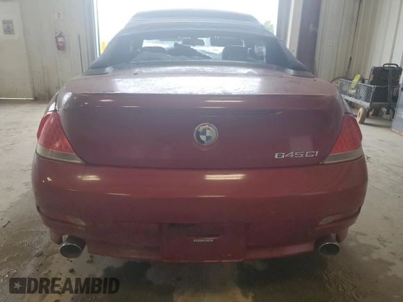 2005 BMW 6 Series 645Ci with VIN WBAEK73495B324032, listed as a Copart auction lot 71166774 with 0 mi miles and Clean Title. Bid and sale history available at carsss.com. Image 6.