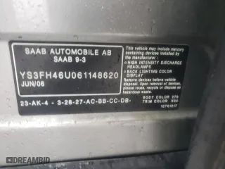 2006 Saab 9-3 Aero with VIN YS3FH46U061148620, listed as a Copart auction lot 44579345 with 141,729 mi miles and Salvage Title. Bid and sale history available at carsss.com. Image 12.