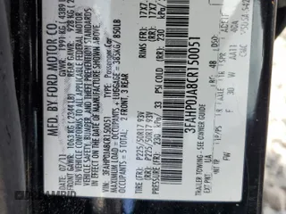 2012 Ford Fusion SEL with VIN 3FAHP0JA8CR150051, listed as a Copart auction lot 50706575 with 155,583 mi miles and Salvage Title. Bid and sale history available at DreamBid. Image 12.