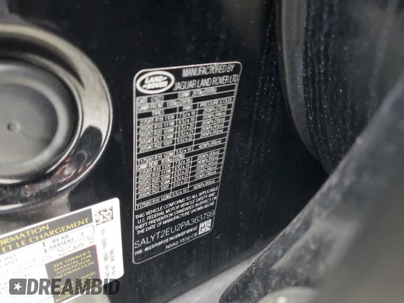 2023 Land Rover Range Rover Velar R-Dynamic S with VIN SALYT2EU2PA363799, listed as a Copart auction lot 73569204 with 16,433 mi miles and Salvage Title. Bid and sale history available at DreamBid. Image 15.