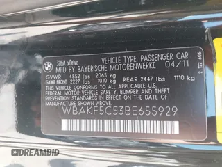 2011 BMW 3 Series 328i xDrive with VIN WBAKF5C53BE655929, listed as a IAAI auction lot 42658202 with 86,774 mi miles and . Bid and sale history available at DreamBid. Image 9.