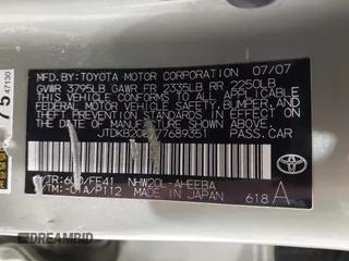 2007 Toyota Prius with VIN JTDKB20U477689351, listed as a IAAI auction lot 42110774 with 181,194 mi miles and . Bid and sale history available at DreamBid. Image 9.