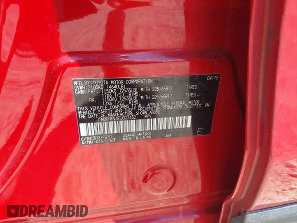2015 Toyota RAV4 LE с VIN JTMBFREV4FJ027432, выставлен на аукционе IAAI как лот 42373202 с пробегом 76 954 миль миль и . История ставок и продаж доступна на DreamBid. Изображение 9.