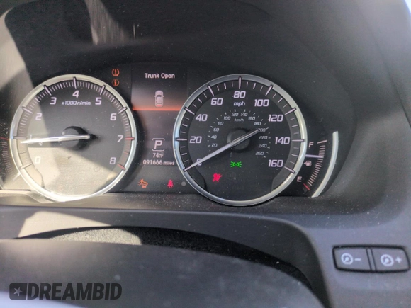 2015 Acura TLX V6 Tech with VIN 19UUB2F51FA008283, listed as a Copart auction lot 53394615 with 91,666 mi miles and Salvage Title. Bid and sale history available at carsss.com. Image 9.