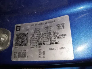 2020 Chevrolet Colorado 4WD Work Truck with VIN 1GCGTBEN3L1162483, listed as a IAAI auction lot 41629658 with 74,416 mi miles. Bid and sale history available at carsss.com. Image 9.
