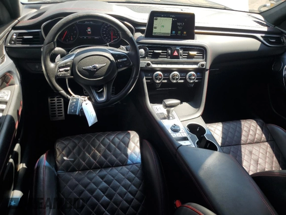 2019 Genesis G70 Advanced with VIN KMTG44LA9KU019674, listed as a Copart auction lot 63004515 with 60,493 mi miles and Salvage title. Bid and sale history available at DreamBid. Image 8.