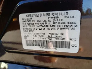 2020 Infiniti Q50 Luxe z VIN JN1EV7AR2LM250739, wystawiony jako Copart lot #66489913 z przebiegiem 50 254 mil mil oraz Szkoda całkowita • Salvage title. Historia ofert i sprzedaży dostępna na DreamBid. Obrazek 12.