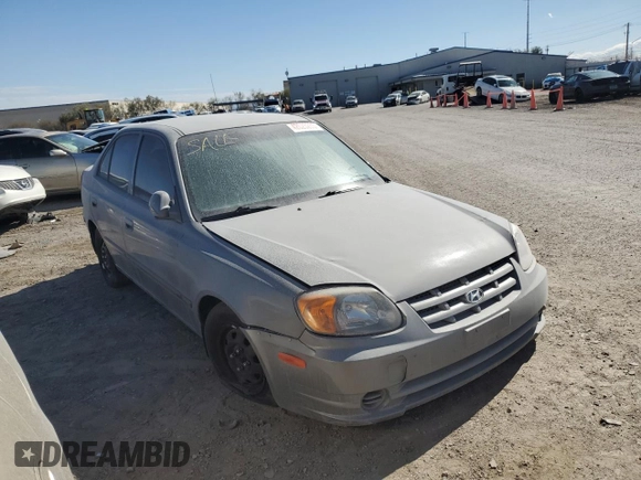 2003 Hyundai Accent GL with VIN KMHCG45C13U455449, listed as a Copart auction lot 42625285 with 0 mi miles and Salvage Title. Bid and sale history available at carsss.com. Image 4.