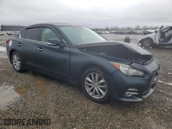 2014 Infiniti Q50 Premium with VIN JN1BV7AP7EM681114, listed as a Copart auction lot 49161975 with 140,269 mi miles and Salvage Title. Bid and sale history available at carsss.com. Image 4.