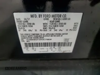 2017 Ford Explorer Sport z VIN 1FM5K8GT3HGC75830, wystawiony jako Copart lot #54857675 z przebiegiem 129 096 mil mil oraz Szkoda całkowita • Salvage title. Historia ofert i sprzedaży dostępna na DreamBid. Obrazek 13.