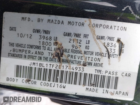 2013 Mazda 3 i SV with VIN JM1BL1TF2D1744933, listed as a IAAI auction lot 42041544 with 137,791 mi miles. Bid and sale history available at carsss.com. Image 9.