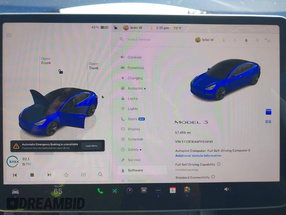 2023 Tesla Model 3 z VIN 5YJ3E1EA9PF639141, wystawiony jako IAAI lot #42167773 z przebiegiem 57 459 mil mil oraz . Historia ofert i sprzedaży dostępna na DreamBid. Obrazek 18.
