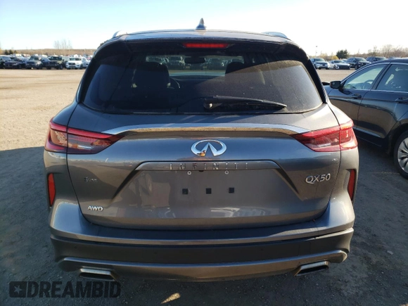 2021 Infiniti QX50 Luxe with VIN 3PCAJ5BB9MF125034, listed as a Copart auction lot 80587444 with 34,106 mi miles and Salvage Title. Bid and sale history available at DreamBid. Image 6.