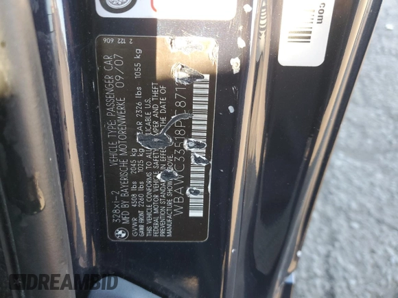 2008 BMW 3 Series 328xi z VIN WBAWC33518PC87121, wystawiony jako Copart lot #83635754 z przebiegiem 113 472 mil mil oraz Szkoda całkowita • Salvage title. Historia ofert i sprzedaży dostępna na DreamBid. Obrazek 15.