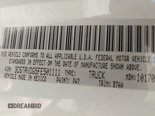 2015 Ram ProMaster Cargo with VIN 3C6TRVDG5FE501111, listed as a IAAI auction lot 42210016 with 208,038 mi miles. Bid and sale history available at carsss.com. Image 9.
