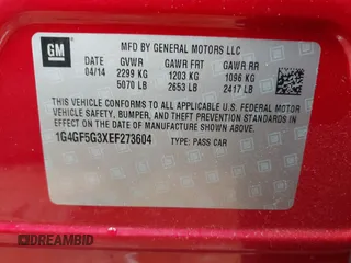 2014 Buick LaCrosse Premium II with VIN 1G4GF5G3XEF273604, listed as a IAAI auction lot 42252108 with 154,257 mi miles and . Bid and sale history available at DreamBid. Image 9.