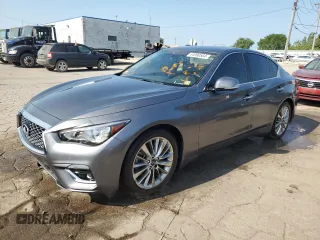 2021 Infiniti Q50 Luxe with VIN JN1EV7BR8MM753076, listed as a Copart auction lot 64990564 with 27,847 mi miles and Salvage title. Bid and sale history available at DreamBid. Image 1.