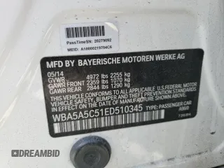 2014 BMW 5 Series 528i with VIN WBA5A5C51ED510345, listed as a Copart auction lot 48474095 with 91,515 mi miles and Salvage Title. Bid and sale history available at carsss.com. Image 12.
