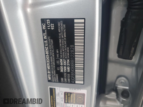 2024 Mercedes-Benz GLE 450 with VIN 4JGFB5KB8RB122828, listed as a Copart auction lot 84754404 with 9,329 mi miles and Salvage title. Bid and sale history available at DreamBid. Image 15.