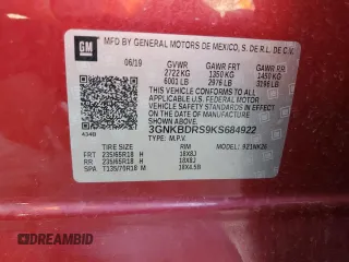 2019 Chevrolet Blazer z VIN 3GNKBDRS9KS684922, wystawiony jako Copart lot #44135395 z przebiegiem 139 227 mil mil oraz Szkoda całkowita • Salvage title. Historia ofert i sprzedaży dostępna na DreamBid. Obrazek 13.