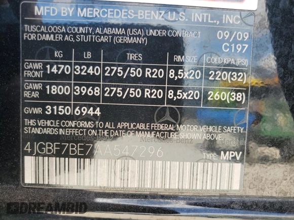 2010 Mercedes-Benz GL-Class GL 450 with VIN 4JGBF7BE7AA547296, listed as a Copart auction lot 74308204 with 82,739 mi miles and Salvage Title. Bid and sale history available at carsss.com. Image 13.