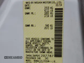 2015 Nissan Altima S with VIN 1N4AL3AP6FC207787, listed as a Copart auction lot 49791615 with 103,031 mi miles and Salvage Title. Bid and sale history available at DreamBid. Image 13.