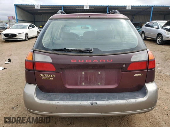 2000 Subaru Legacy Outback Limited with VIN 4S3BH6865Y7621900, listed as a Copart auction lot 53691725 with 285,950 mi miles and Salvage title. Bid and sale history available at DreamBid. Image 6.