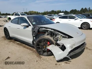 2023 Porsche Taycan GTS with VIN WP0AD2Y10PSA47385, listed as a Copart auction lot 71398934 with 12,108 mi miles and Salvage Title. Bid and sale history available at DreamBid. Image 4.