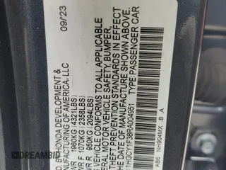 2024 Honda Accord EX с VIN 1HGCY1F38RA004951, выставлен на аукционе Copart как лот 56752595 с пробегом 18 353 миль миль и Списание • Salvage title. История ставок и продаж доступна на DreamBid. Изображение 12.