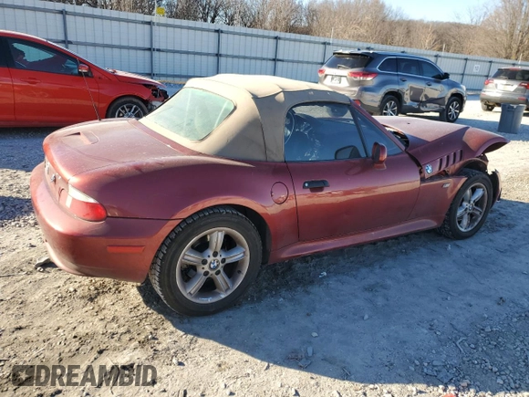 2000 BMW Z3 2.5L with VIN WBACH9341YLM91548, listed as a Copart auction lot 41714505 with 78,652 mi miles and Salvage Title. Bid and sale history available at carsss.com. Image 3.