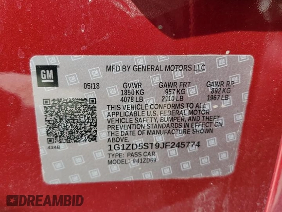 2018 Chevrolet Malibu LT with VIN 1G1ZD5ST9JF245774, listed as a Copart auction lot 46830935 with 126,817 mi miles and Salvage Title. Bid and sale history available at carsss.com. Image 13.