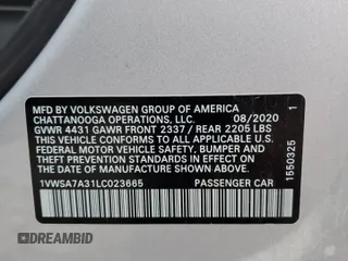 2020 Volkswagen Passat SE z VIN 1VWSA7A31LC023665, wystawiony jako Copart lot #42118114 z przebiegiem 73 081 mil mil oraz Szkoda całkowita • Salvage title. Historia ofert i sprzedaży dostępna na DreamBid. Obrazek 14.
