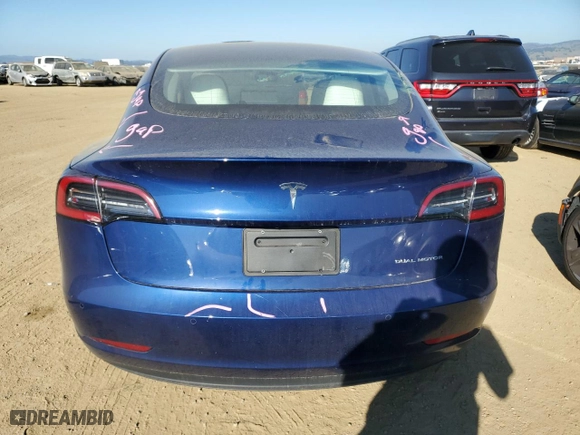 2022 Tesla Model 3 Long Range with VIN 5YJ3E1EB0NF361204, listed as a Copart auction lot 87693415 with 32,042 mi miles and Salvage Title. Bid and sale history available at carsss.com. Image 6.