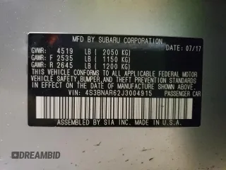 2018 Subaru Legacy Sport with VIN 4S3BNAR62J3004915, listed as a Copart auction lot 38104233 with 81,495 mi miles. Bid and sale history available at carsss.com. Image 14.