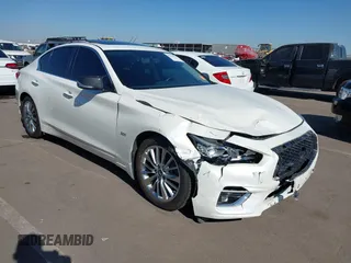 2019 Infiniti Q50 3.0t LUXE with VIN JN1EV7AP5KM514713, listed as a IAAI auction lot 41528021 with 90,306 mi miles. Bid and sale history available at carsss.com. Image 1.