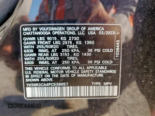 2023 Volkswagen Atlas SEL R-Line Black с VIN 1V2SR2CA4PC538657, выставлен на аукционе Copart как лот 60351125 с пробегом Не указан миль и Списание • Salvage title. История ставок и продаж доступна на DreamBid. Изображение 12.