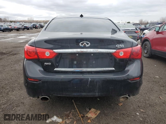 2016 Infiniti Q50 2.0t Premium with VIN JN1CV7AR5GM250313, listed as a Copart auction lot 50834625 with 113,245 mi miles and Salvage Title. Bid and sale history available at carsss.com. Image 6.
