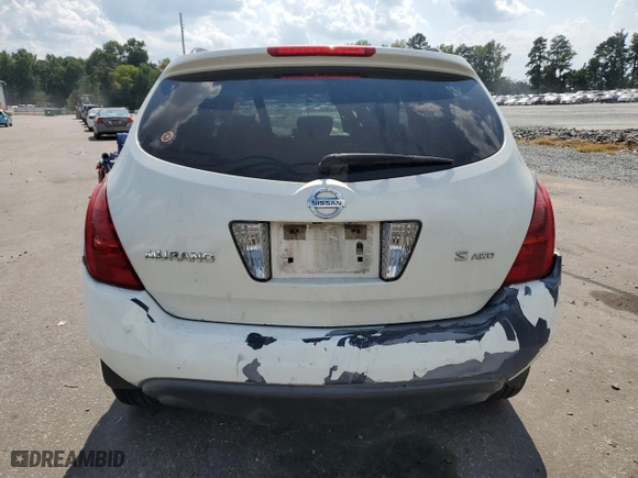 2006 Nissan Murano SE with VIN JN8AZ08W06W546844, listed as a Copart auction lot 69667134 with 0 mi miles and Salvage Title. Bid and sale history available at carsss.com. Image 6.