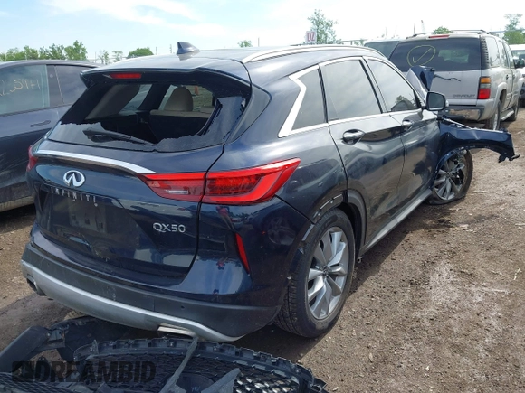 2020 Infiniti QX50 Luxe with VIN 3PCAJ5M34LF121980, listed as a IAAI auction lot 42274163 with 53,431 mi miles and . Bid and sale history available at DreamBid. Image 4.