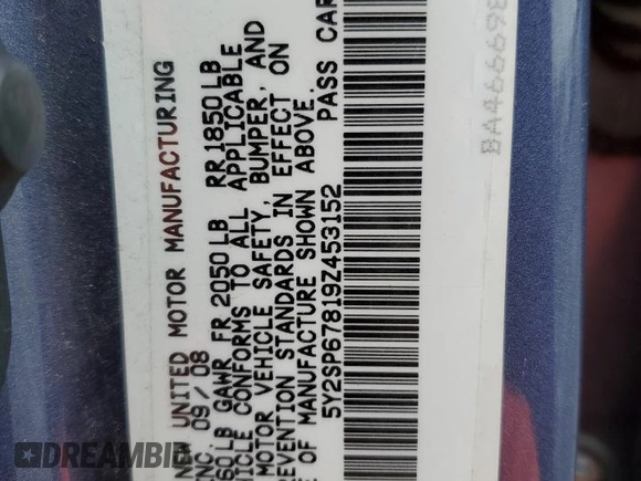 2009 Pontiac Vibe w/1SA with VIN 5Y2SP67819Z453152, listed as a Copart auction lot 82146164 with 162,326 mi miles and Salvage Title. Bid and sale history available at carsss.com. Image 15.