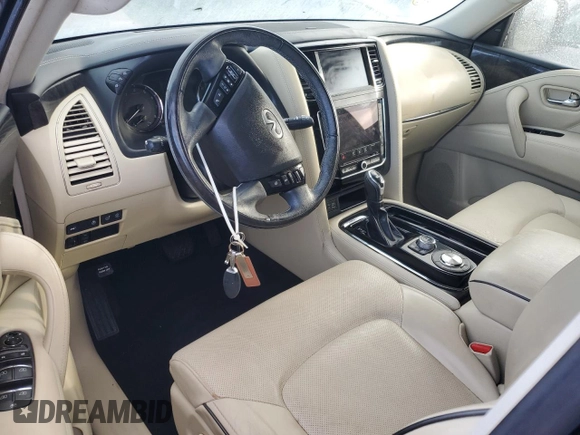 2021 Infiniti QX80 LUXE with VIN JN8AZ2AF1M9716985, listed as a Copart auction lot 74949784 with 0 mi miles and Salvage Title. Bid and sale history available at carsss.com. Image 8.