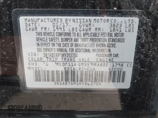 2017 Nissan Sentra SR z VIN 3N1AB7AP1HY263704, wystawiony jako IAAI lot #42253663 z przebiegiem 110 074 mil mil oraz . Historia ofert i sprzedaży dostępna na DreamBid. Obrazek 9.