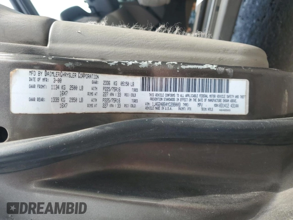 2000 Jeep Grand Cherokee Laredo с VIN 1J4G248S4YC299003, выставлен на аукционе Copart как лот 55937685 с пробегом Не указан миль и Списание • Salvage title. История ставок и продаж доступна на DreamBid. Изображение 13.